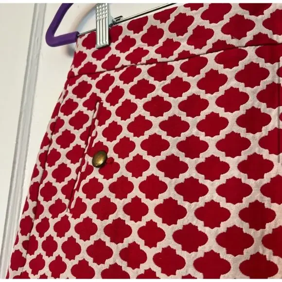 Loft Preppy Chic Red White Geometric Print A-Line Mini Skirt, Lined,  Size 4 - Picture 4 of 15